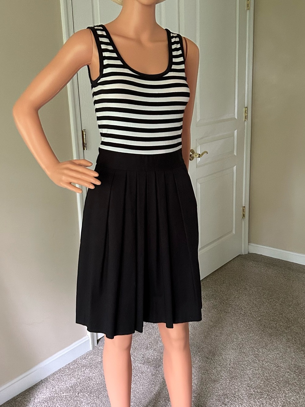 Dkny Black and White Striped dress